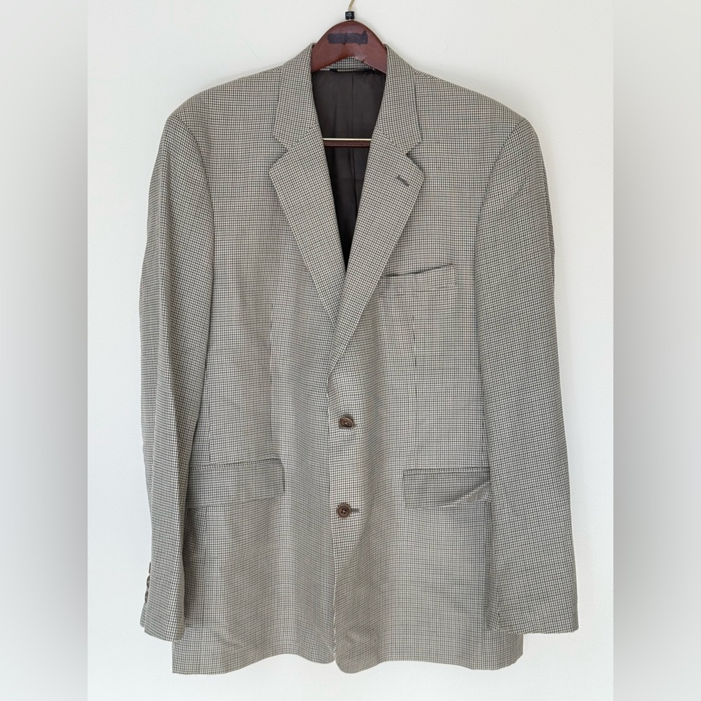 Brooks Brothers 346 Men's Gray Plaid Silk Wool Blazer Sport Coat Jacket 46L Long